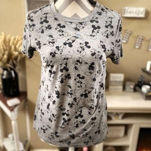 Disney Mickey And Minnie Mouse All Over Print T-Shirt Gray.